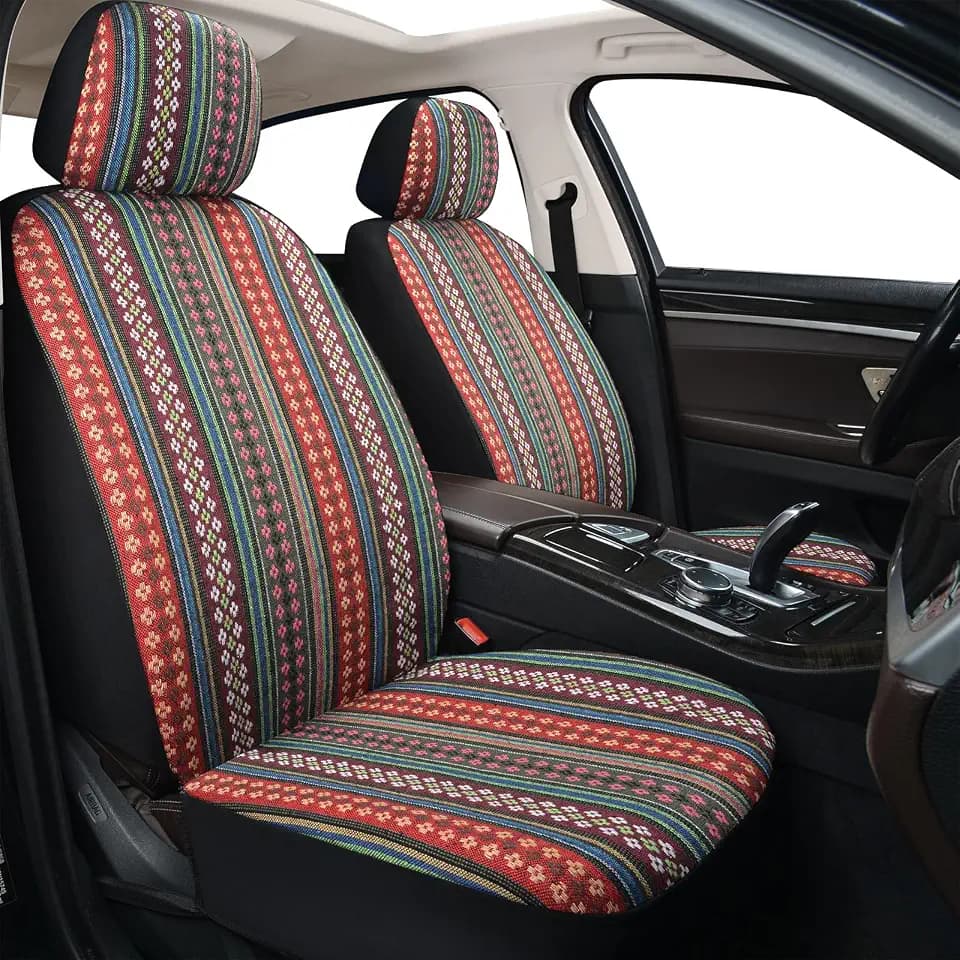 Baja Saddle Blanket Front Car Seat Covers Boho Striped Woven Covers