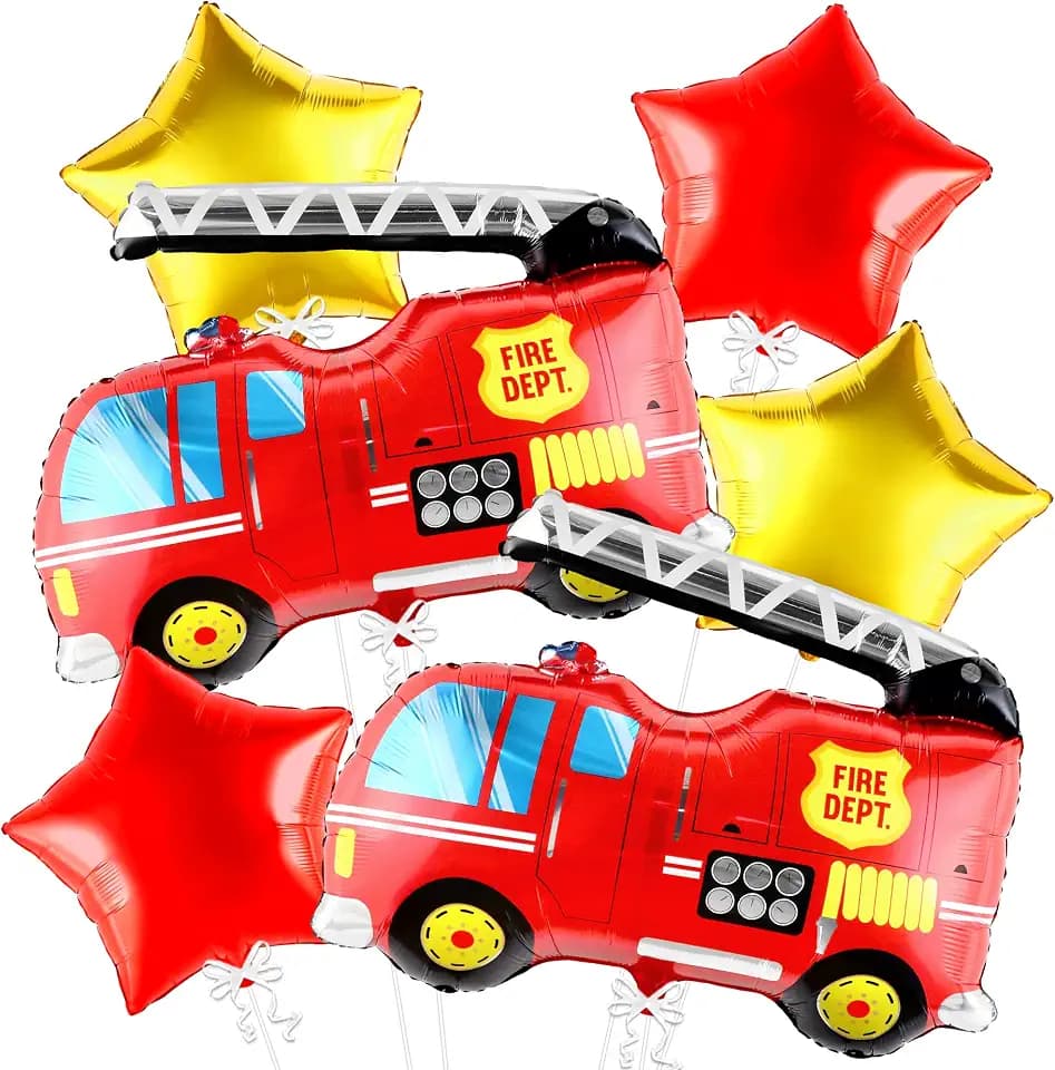 KatchOn Fire Truck Balloons Set - Pack of 6, Firefighter Party Decorations