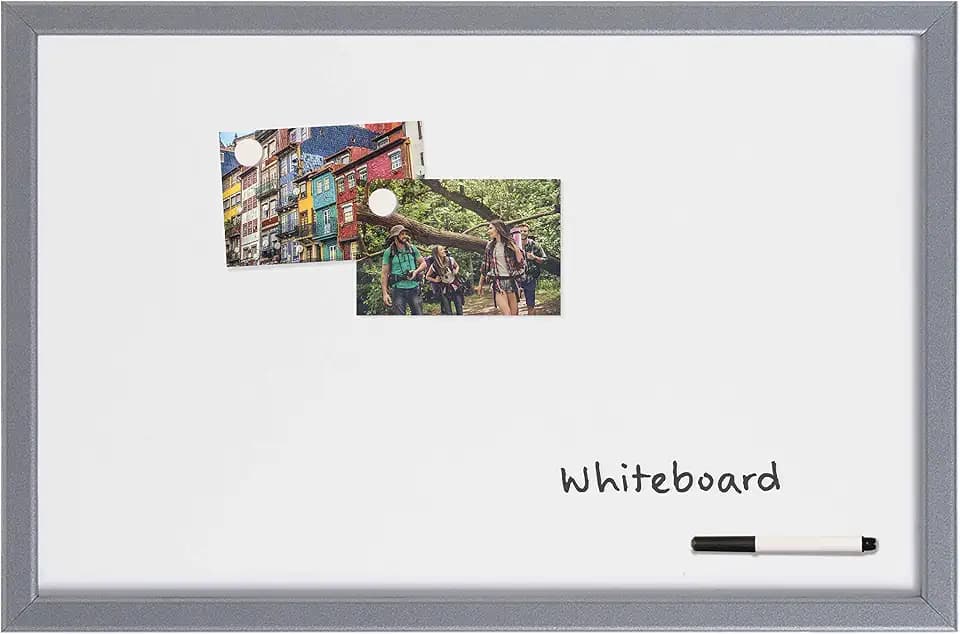 Bi-Office Whiteboard - 60 x 40 cm - Magnetisch, Silber mit Marker und 2 Magneten