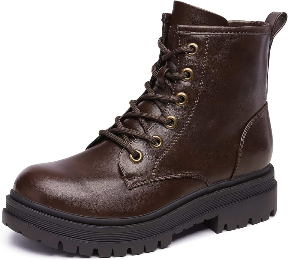 DREAM PAIRS Damen Stiefeletten Combat Boots mit Schnürung