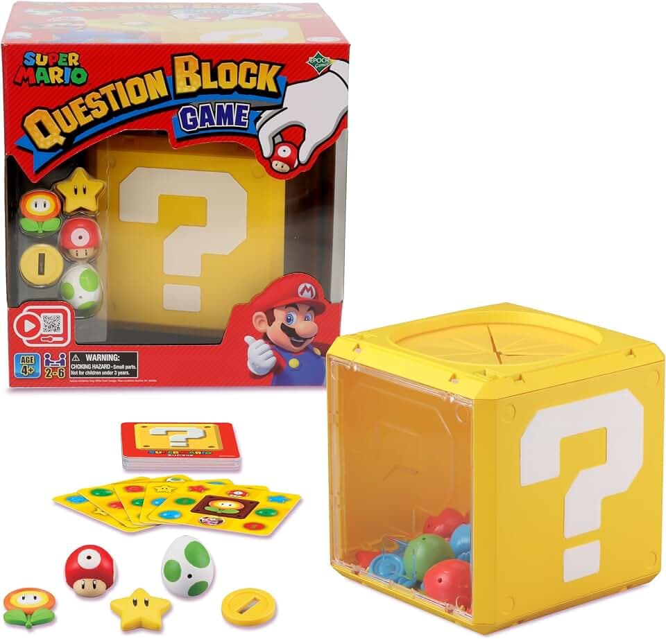 EPOCH Games 7556 Super Mario Question Block Game, Super Mario Spiel, Quizspiel, Bingospiel, Brettspiel für Kinder ab 4 Jahren