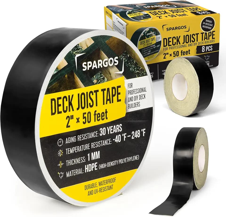 SPARGOS Deck Joist Tape, 2 in x 50 ft, 8 Pack Butyl Flashing