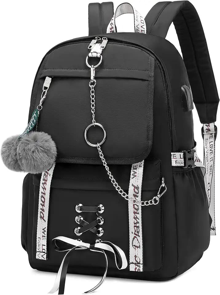 Spotted Tiger School Backpack for Girls Bookbag School Bag Aesthetic Backpack for Teen Girls Women (Black)