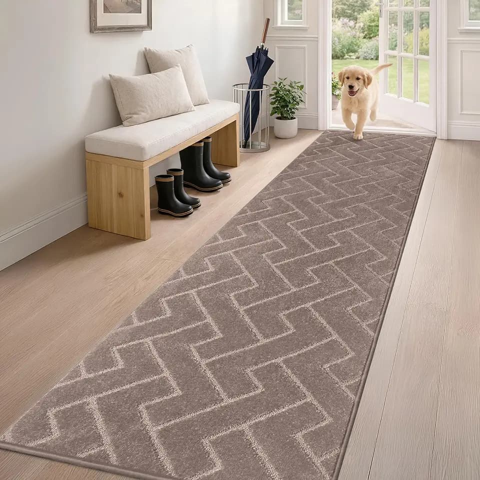 PURRUGS Hallway Runner Rug, 24" x 84", Grayish Brown