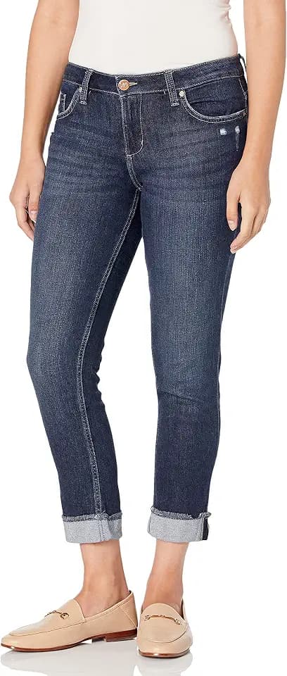 Riders by Lee Indigo Womens Fringe Cuff Boyfriend Jean