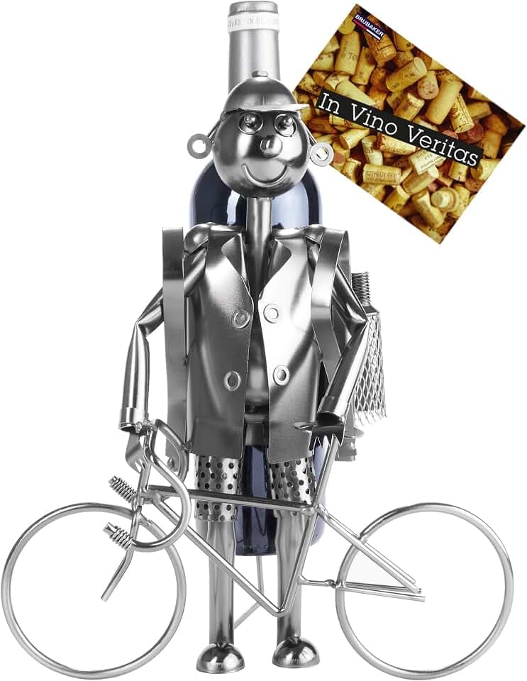 BRUBAKER Wein Flaschenhalter Fahrradfahrer Metall Skulptur mit Geschenkkarte