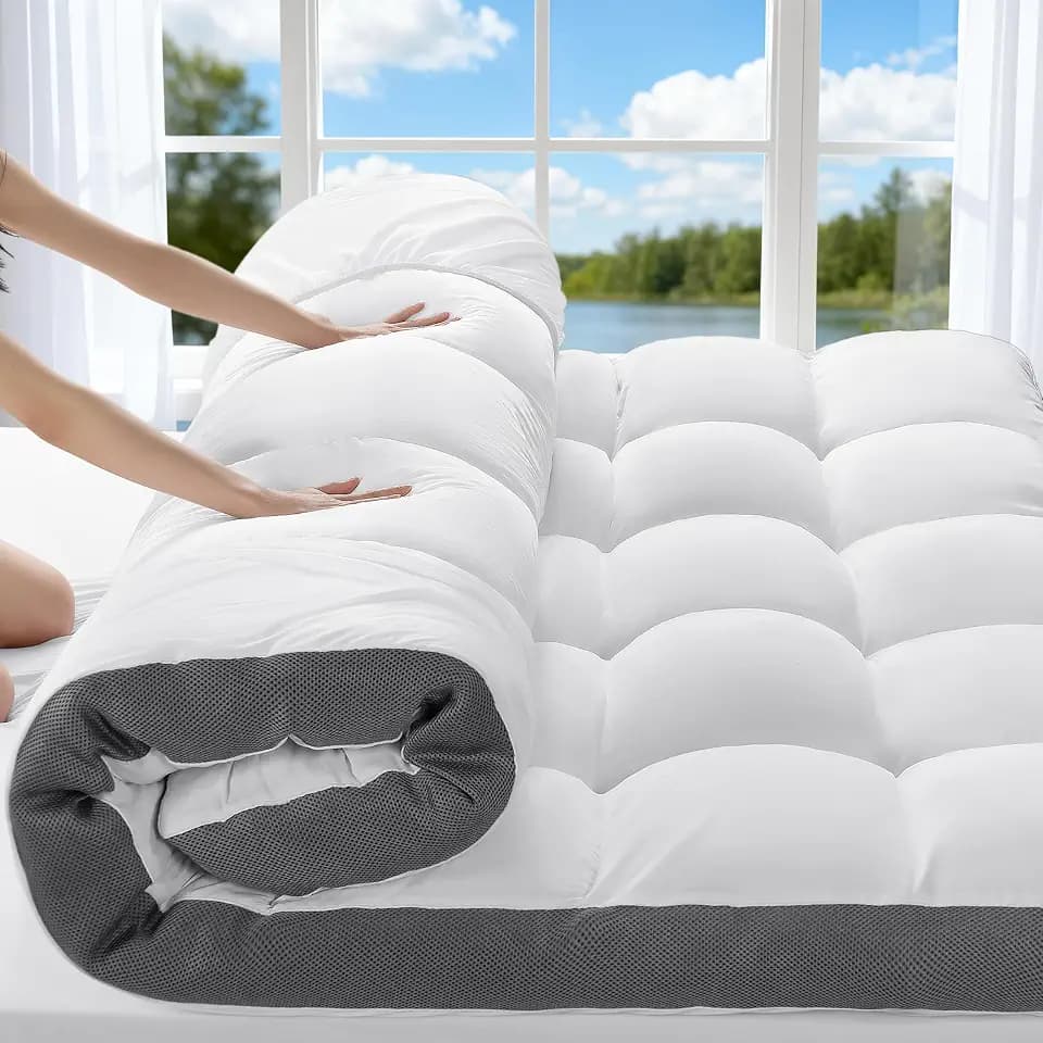 4 Inch Memory Foam Mattress Topper, Cooling Extra Thick 2000 GSM Pillow Top Mattress Pad for Back Pain Relief,Soft Breathable Mattress Cover for Fluffy Shredded Memory Foam Filled (King, 78"x80")