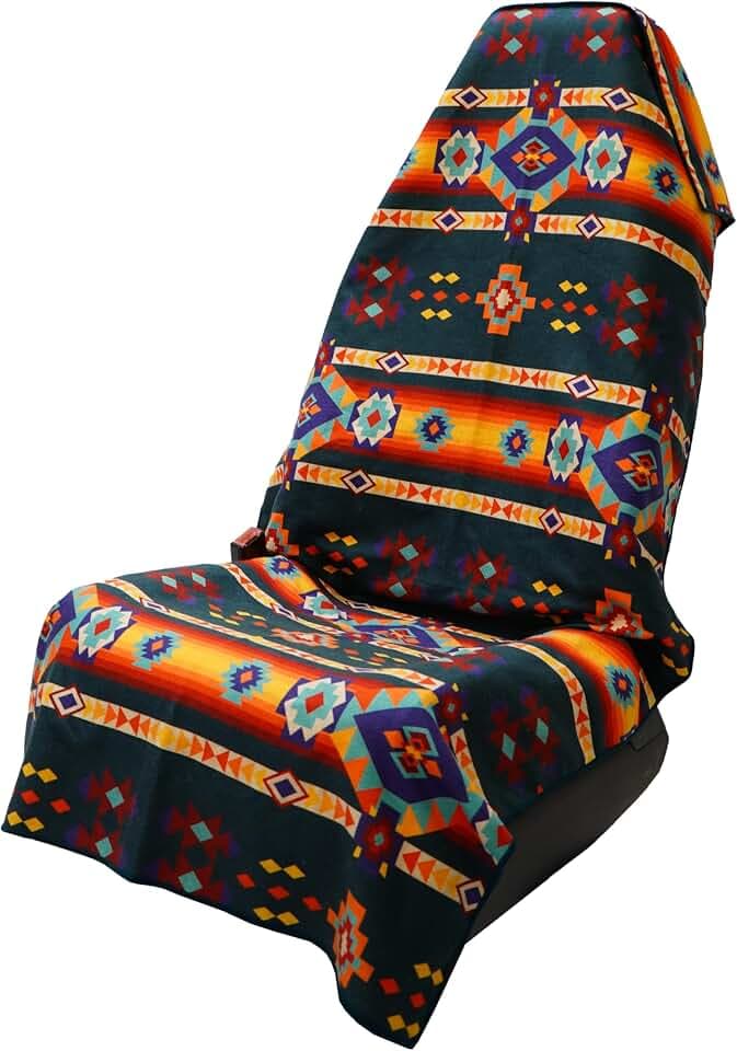 Sprints Athletic Running Towel, Full-Sized, Car Seat Cover - Performance Microfiber (Aztec Artisans & Chocolate Currency)
