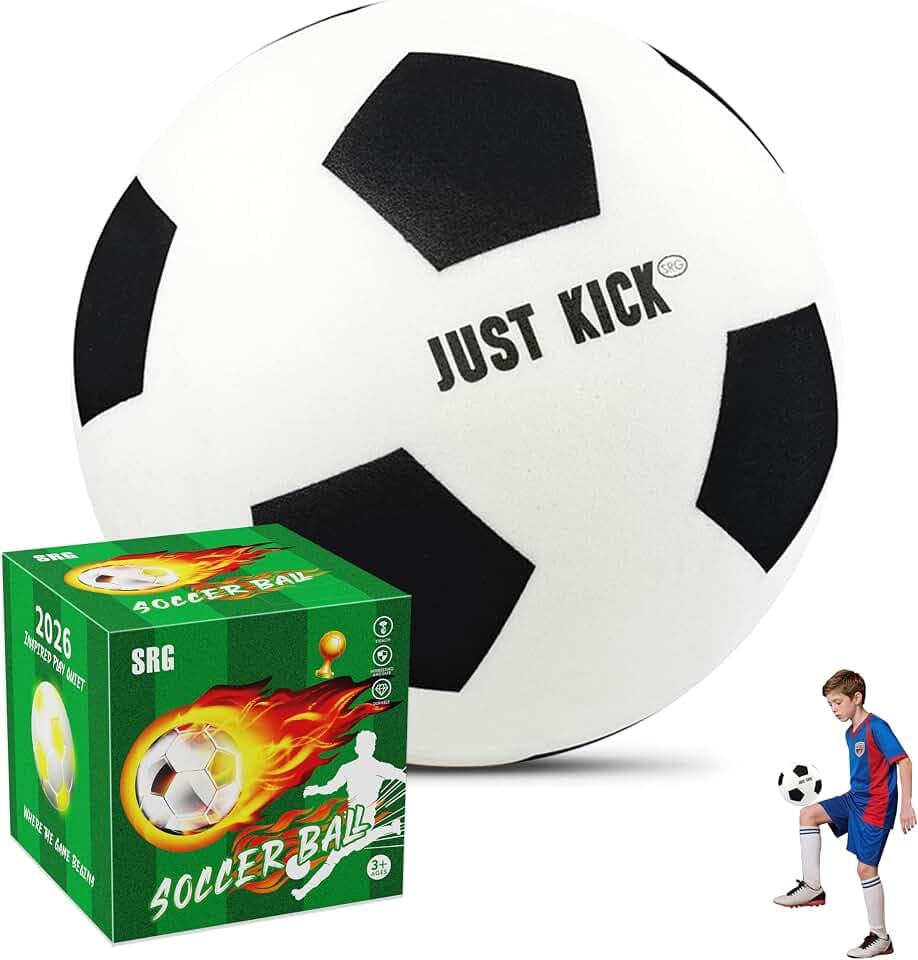 SRG Silent Foam Soccer Ball – Airless Indoor House Ball for Quiet Training, Soft Durable Foam Design, Multi-Use for Dribbling Practice, Gift for Soccer Fans, Sizes 3/5 / 7
