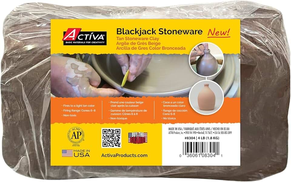 Activa Blackjack SS-2 Stoneware Clay, Tan, 4lb, for Kiln Firing