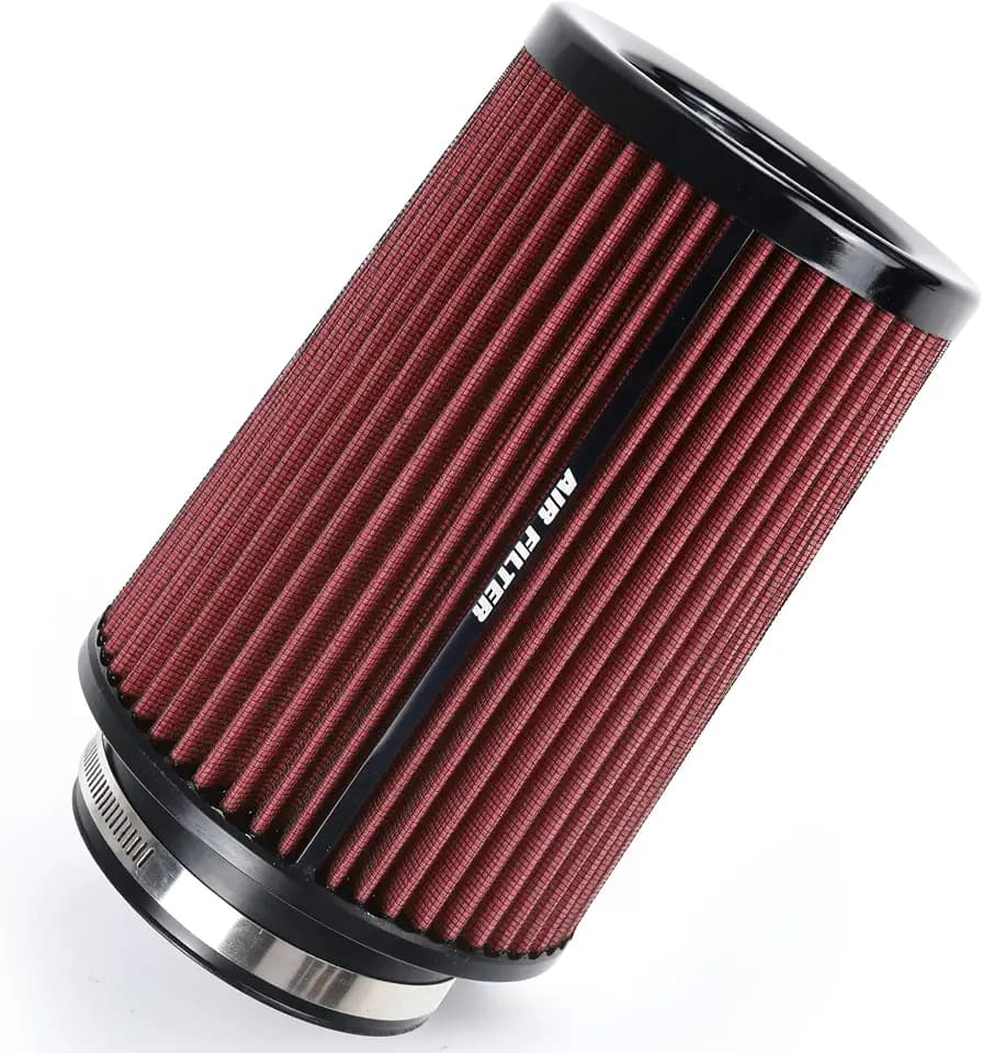 3 3.5 4 Inch Cold Air Intake Filter 76mm 89mm 101mm High Performance Washable 3 Sizes in 1 Clamp-On Replacement Cone Air Filter Red