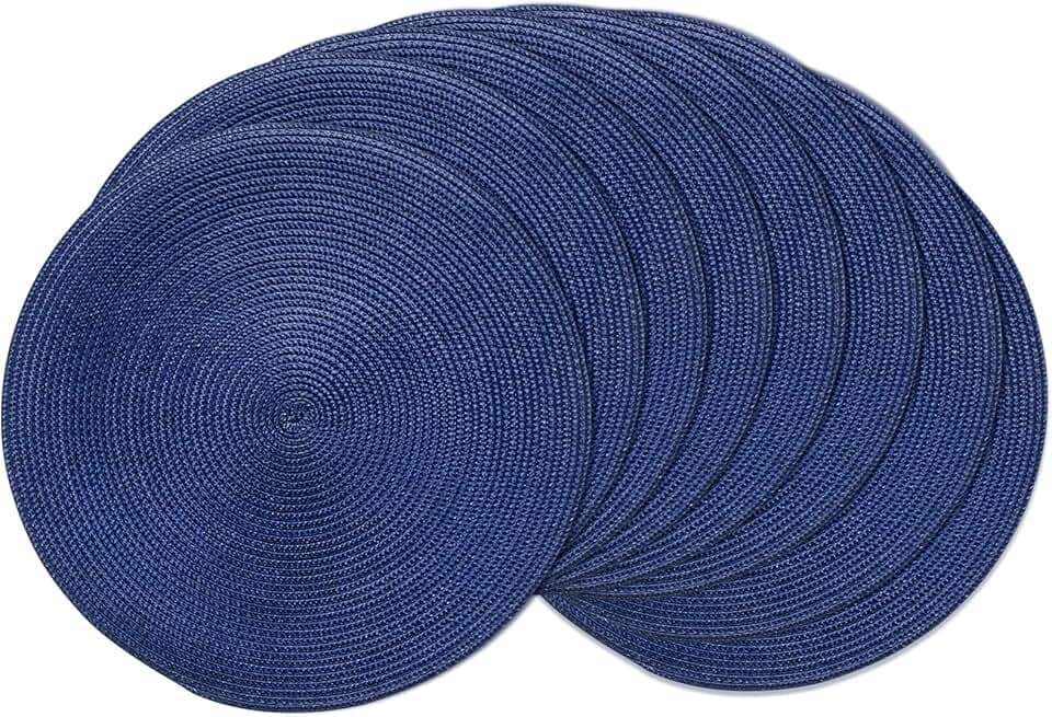 AHHFSMEI Round Braided Placemats Set of 8 15 Inch Black Table Mats
