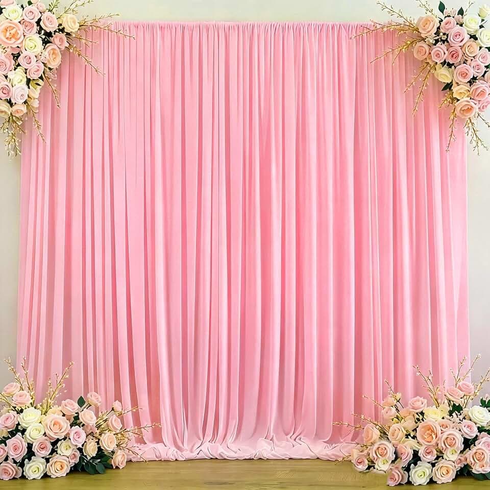 10x10ft Wrinkle Free Pink Backdrop Curtain for Parties
