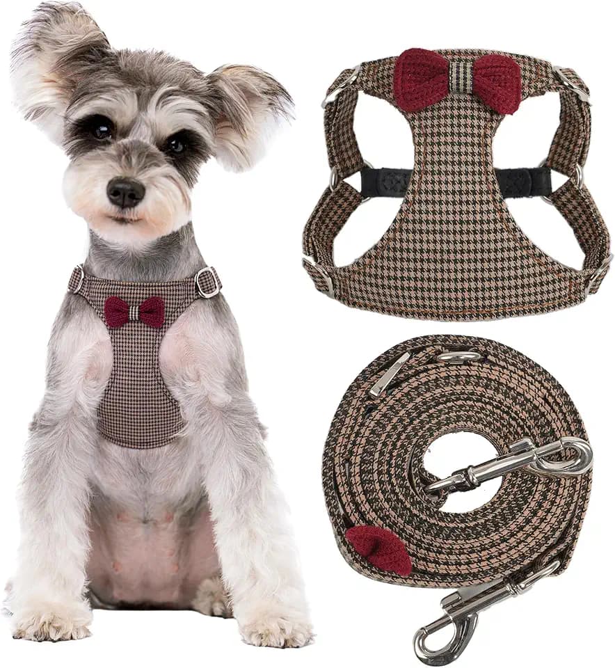 Puppytie XS Puppy Harness and Leash Set, Knitted Brown, XS