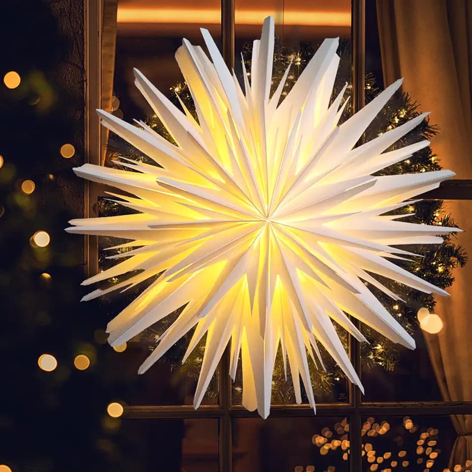 Weihnachtsstern Beleuchtet, 60cm Papiersterne Zum Aufhängen Fenster