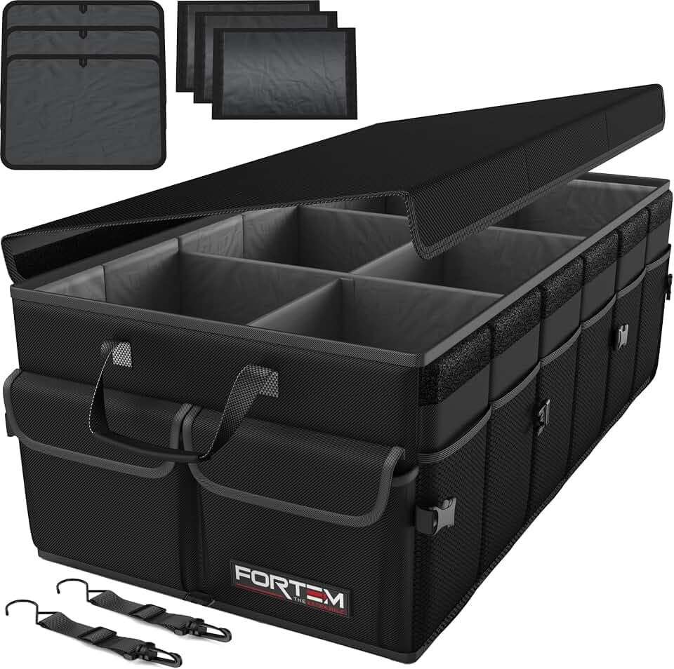FORTEM Kofferraum Organizer fürs Auto mit Klett, klappbar, 85 L