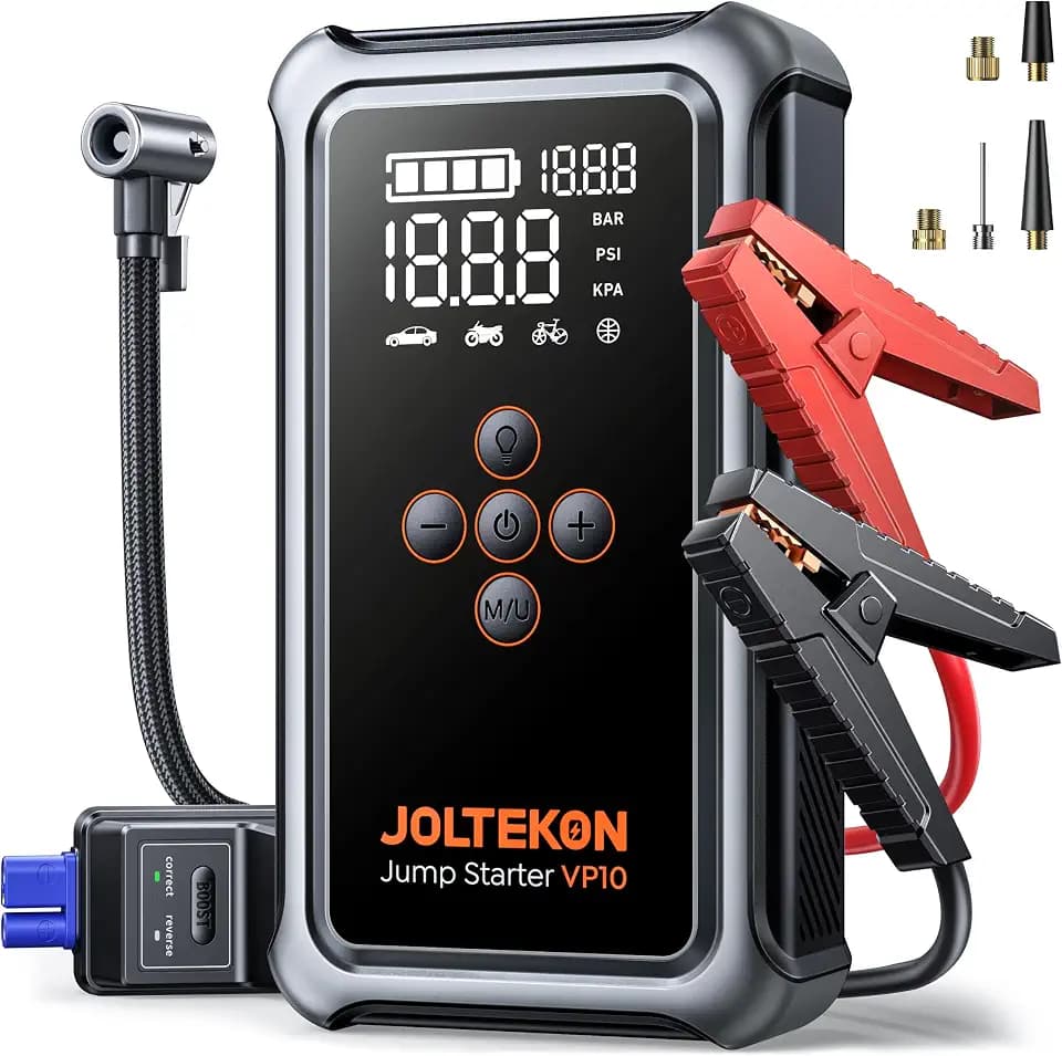 Car Battery Jump Starter with Air Compressor 6000A 150PSI, Car Jumper Starter Portable (All Gas/10L Diesel), Jump Box Car Battery with Auto-Shutoff Tire Inflator, Jumper Cables and Light