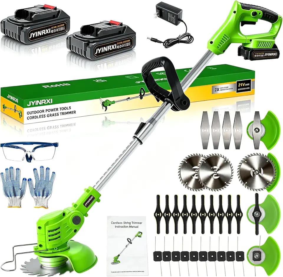 Electric Weed Wacker Cordless, with 2 Battery 26 Pcs Blades Charger