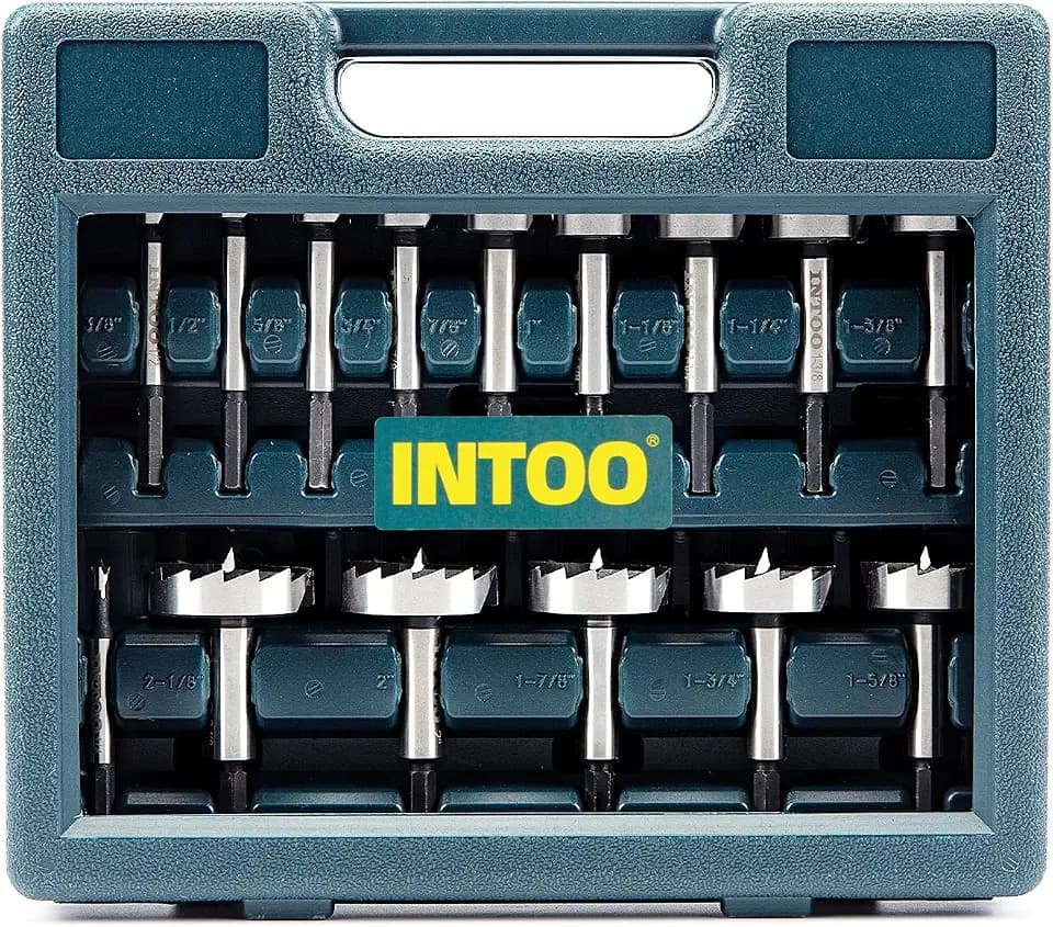 INTOO Hex Shank Forstner Bit Set 16 pcs Multi Sided Shank Wood Drill bit Set