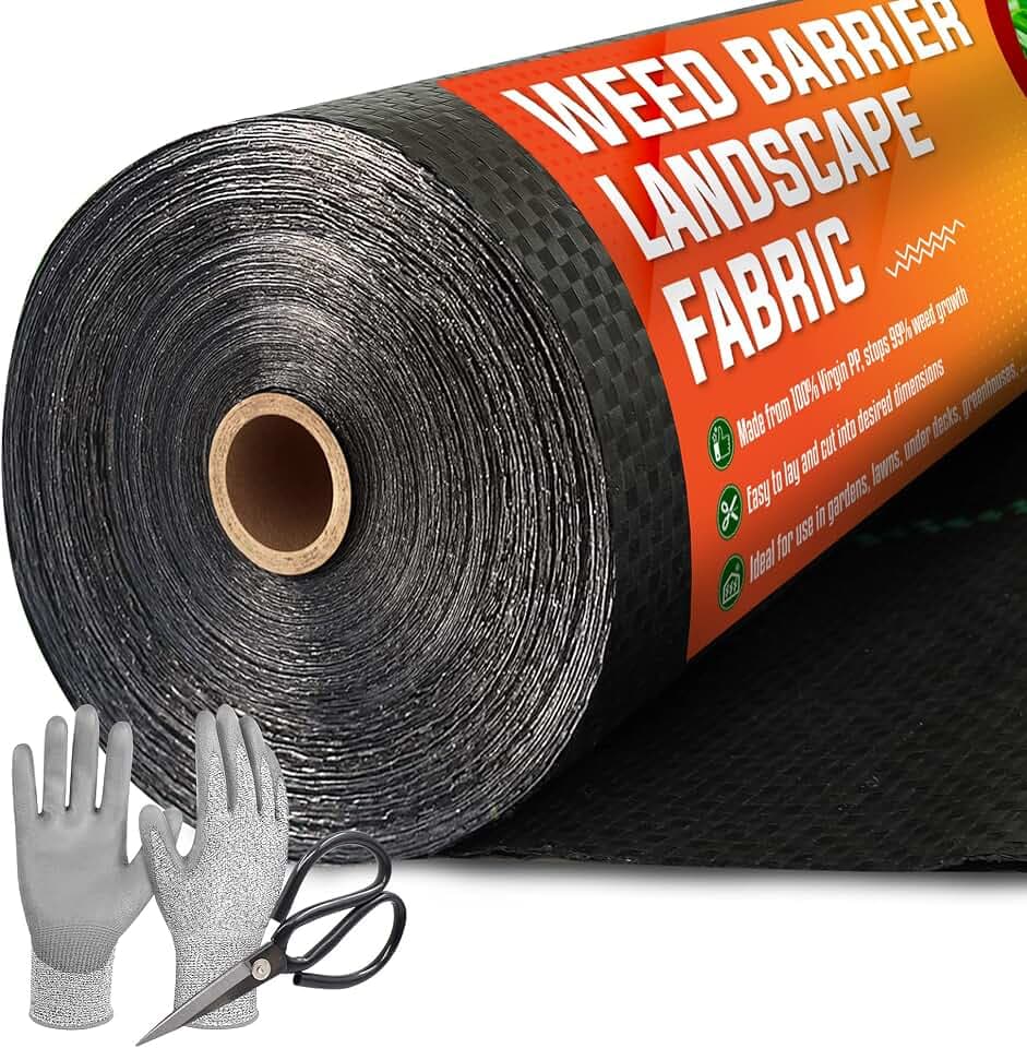 5ftx500ft Garden Weed Barrier Landscape Fabric (including Scissors & Gloves), Large Weed Block Gardening Mat, Heavy Duty Ground Cover Weeds, Superior Weed Landscape Control For Vegetable Projects.