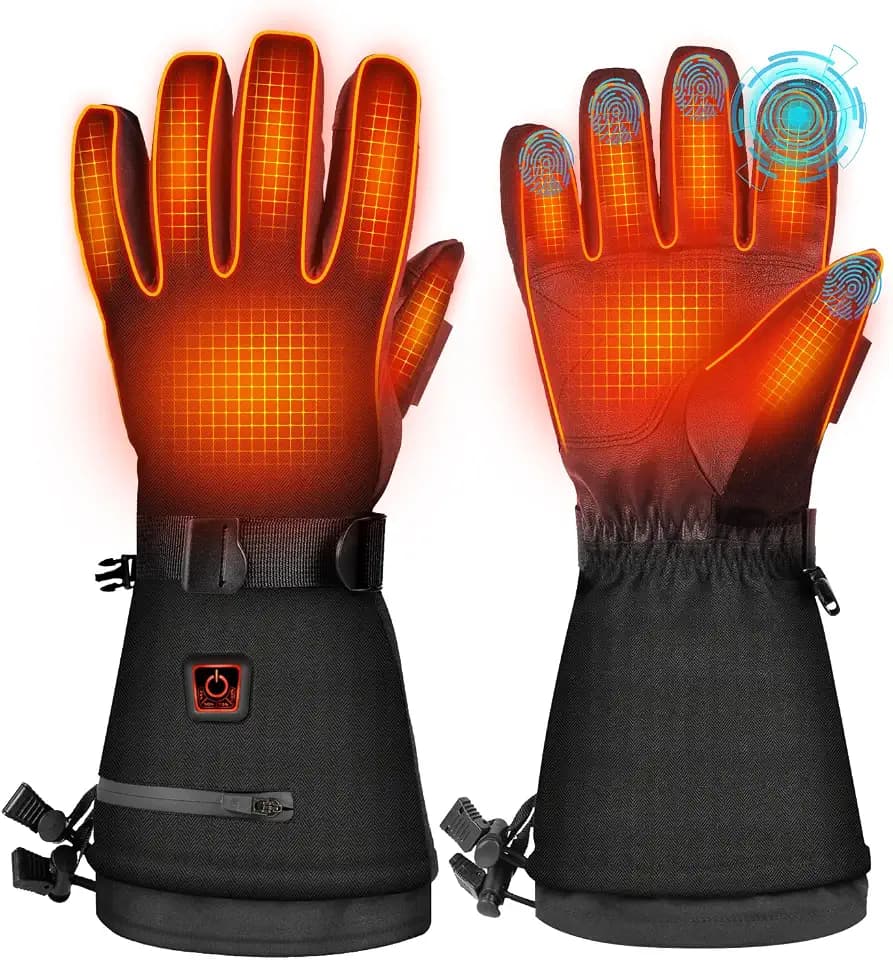 Beheizbare Handschuhe Herren Damen,Beheizte Handschuhe mit 3000mAh/7.4V Wiederaufladbare Akkus, 3 Heizstufen Wählen wasserdichte Handschuhe mit Heizung Skifahren Camping Wandern M