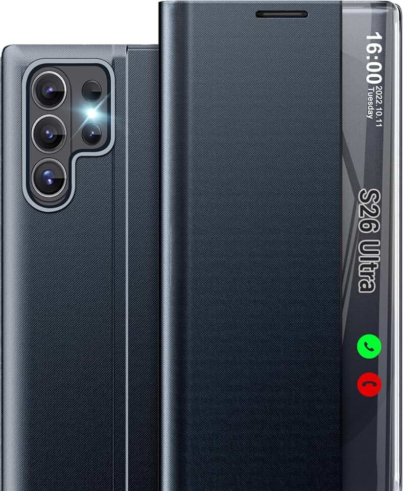 Schutzhülle für Samsung S26 Ultra Schutzhülle für Samsung S26 Ultra 5g, transparent, mit Klappdeckel, dünn, Folio, Standfunktion, Schutzhülle für Samsung Galaxy S26Ultra Case (Tiefblau)