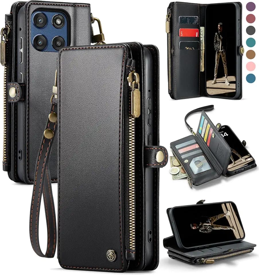 Defencase for Moto G Stylus 5G 2025/2026 Case Wallet Card Holder, Black