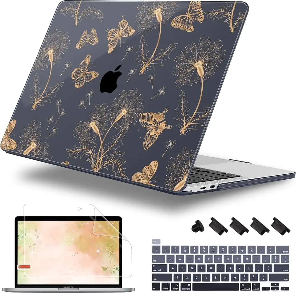 Case for MacBook Pro 13 inch Case M2 2022-2016 A2338 M1 A2251 A2289 A2159 A1989 A1708 A1706, Plastic Hard Shell + Keyboard Cover + Dust Plug, Butterflies