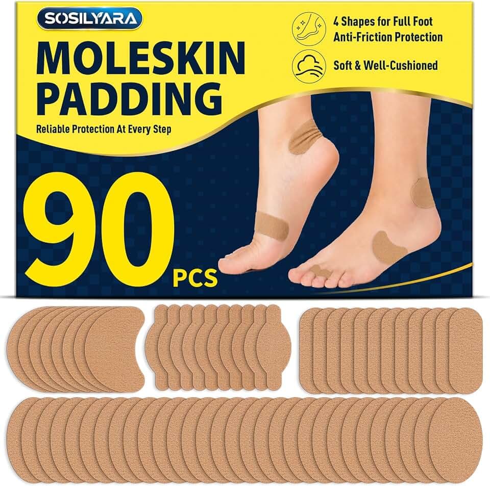 90 Pcs Moleskin Strips with Adhesive Blister Prevention Pads