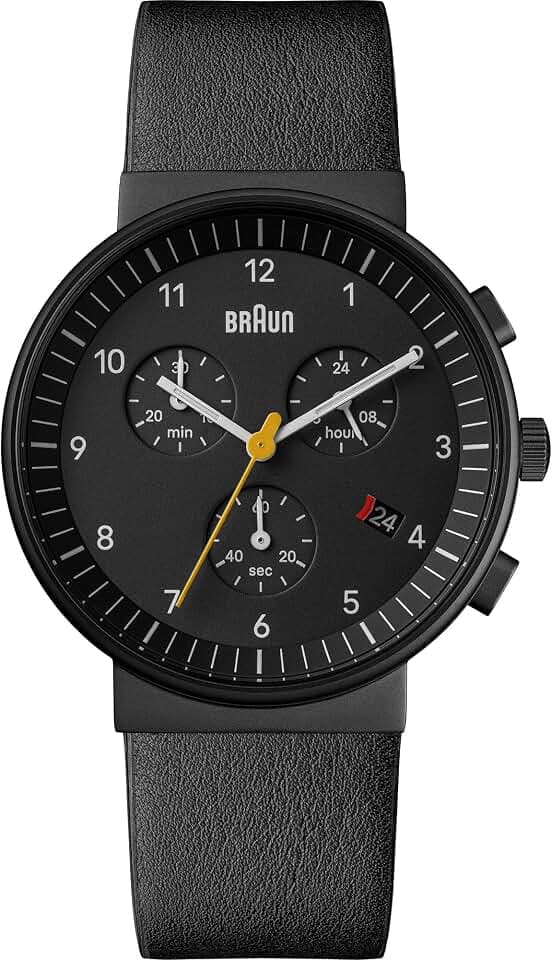 Braun Men's Quartz Chronograph Watch with Leather Strap