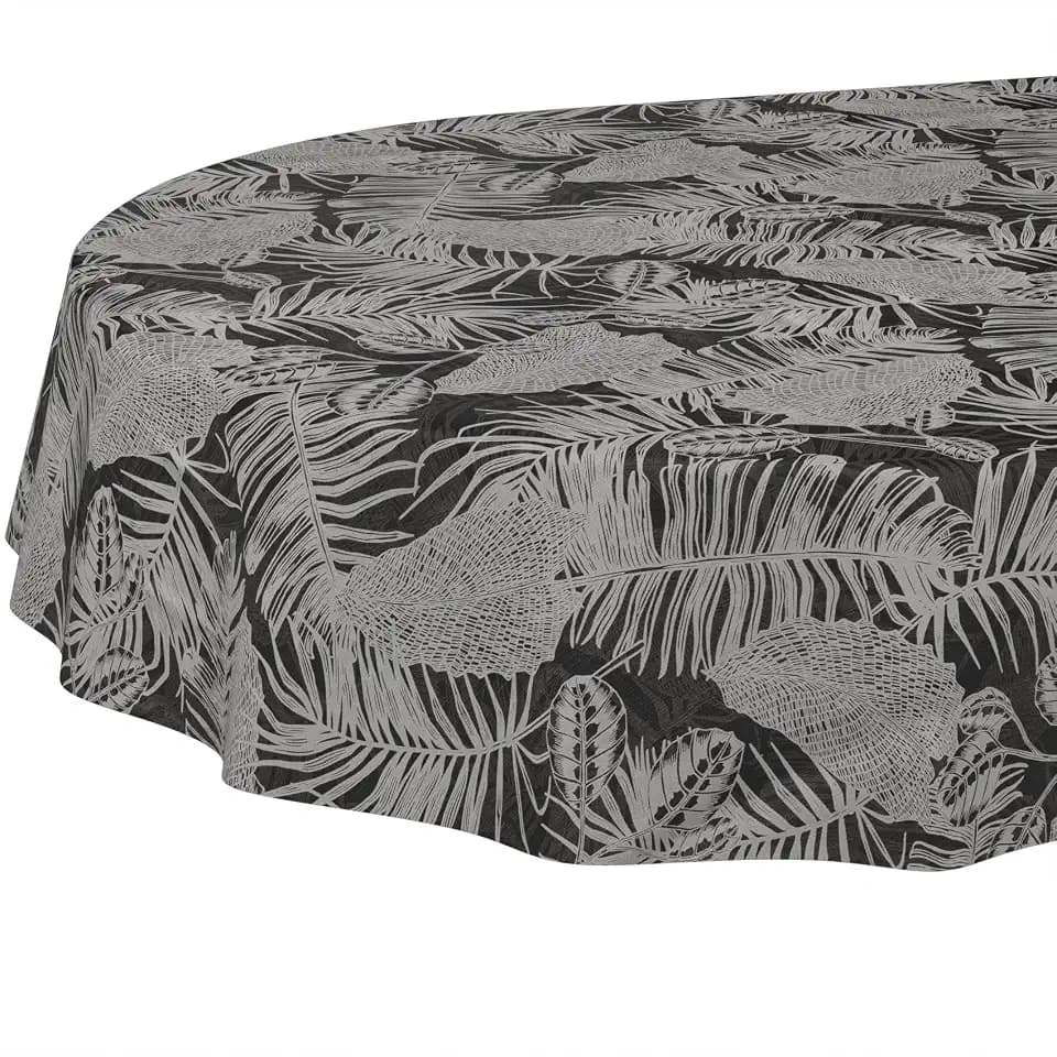 Wachstuchtischdecke Tischdecke abwaschbar Wachstischdecke pflegeleicht wasserabweisend Lotuseffekt Gartentischdecke Nachttropik Oval 240 x 140 cm Schnittkante