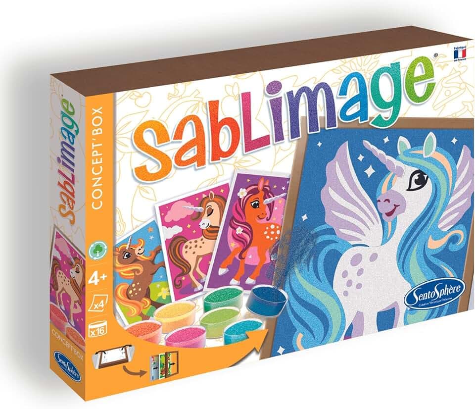 Sentosphère 3908812 Sablimage Sandbilder-Kreativset für Kinder, Motiv Einhörner