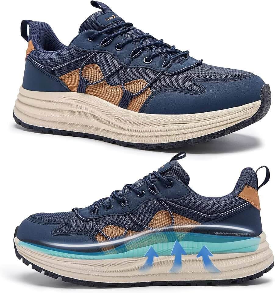 Men's Orthopedic Trail Running Shoes: Arch Support Plantar Fasciitis Workout Walking Shoes, Comfortable Orthotic Flat Feet Hiking Sport Outdoor Trekking Sneakers for Foot and Heel Pain Relief