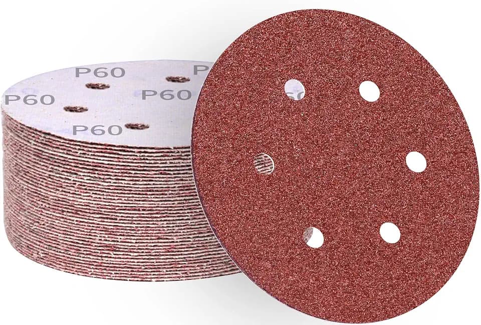 Schleifpapier 150mm Klett 60 körnung 6-Loch Schleifscheiben Profi für Rund Exzenterschleifer(50 Stück)