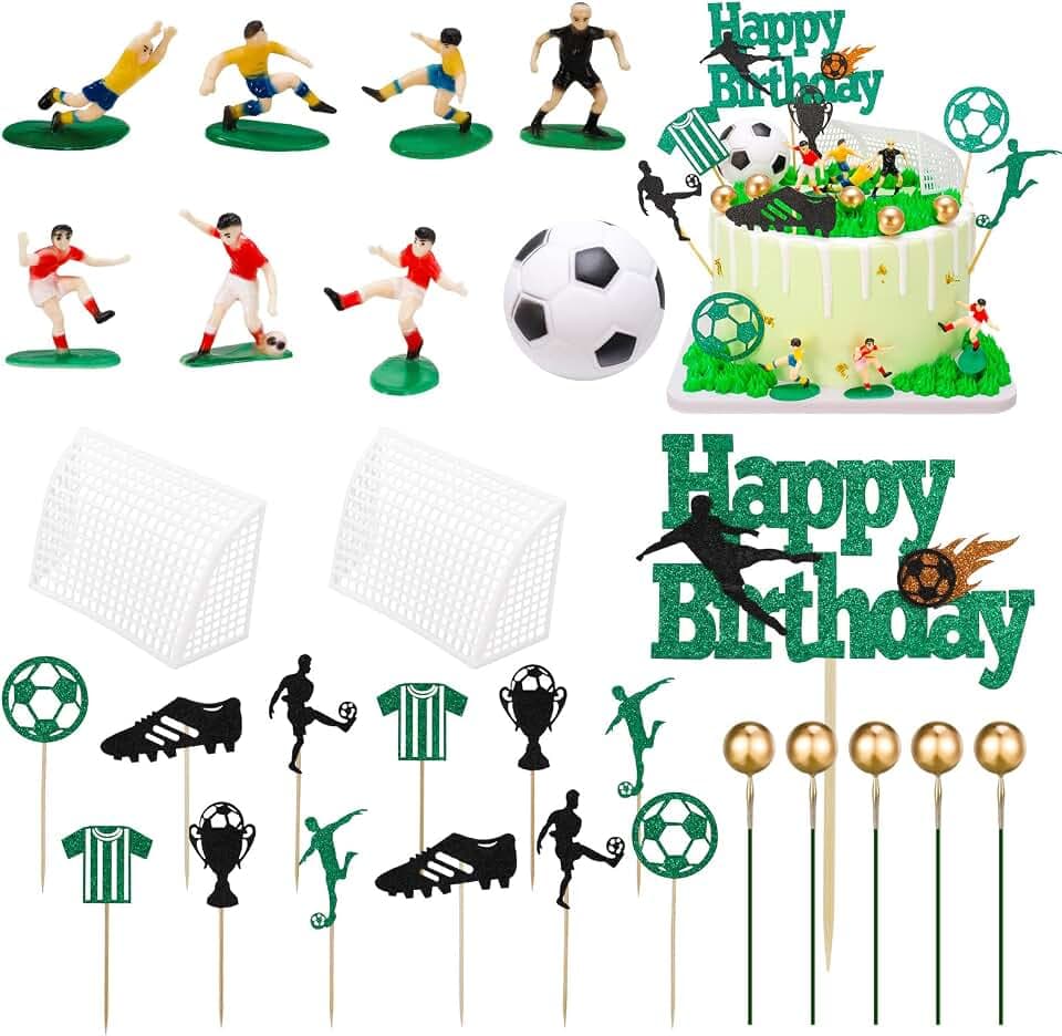 28 Stück Fußball Kuchen Deko, Tortendeko,Grün