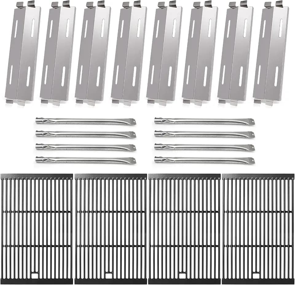 Grill Parts for Bakers and Chefs 8 Burner ST1017-012939, GR2039201-BC-00, Members Mark 8 Burner Gas Grill GR2039201-MM-00, Cast Iron Cooking Grates, Heat Plate Burners for Bakers & Chefs Grill Parts.