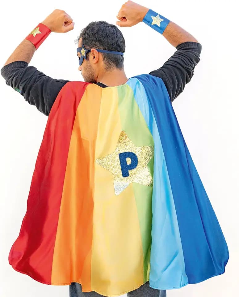 Papierdrachen Superhelden-Set - Kostüm für Kinder und Erwachsene - Helden Design - Komplettset - Cape Manschetten - Maske oder Diadem - Verkleidung - Action und Fantasy - Karneval und Fasching