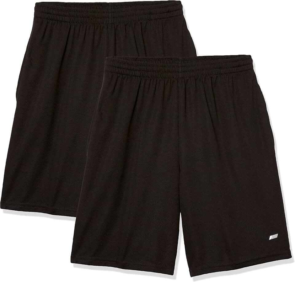 Amazon Essentials Herren Sportliche Basketballshorts, atmungsaktiv und feuchtigkeitsableitend, mit Loose Fit und elastischem Bund, 2er-Pack