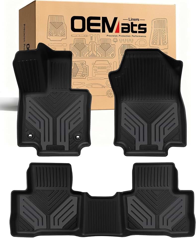 Premium Color TPE Floor Mats Custom Fit for Honda CR-V 2017-2022 (Gasoline & Hybrid CRV), Titan Gray Wing Design | All-Weather Heavy Duty Car Floor Liners Full Set 1st & 2nd Row