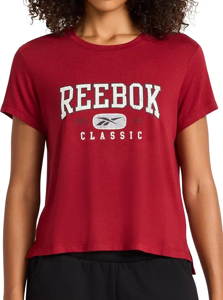 Reebok Women's Classic Athletic Graphic Crewneck Cropped T-Shirt