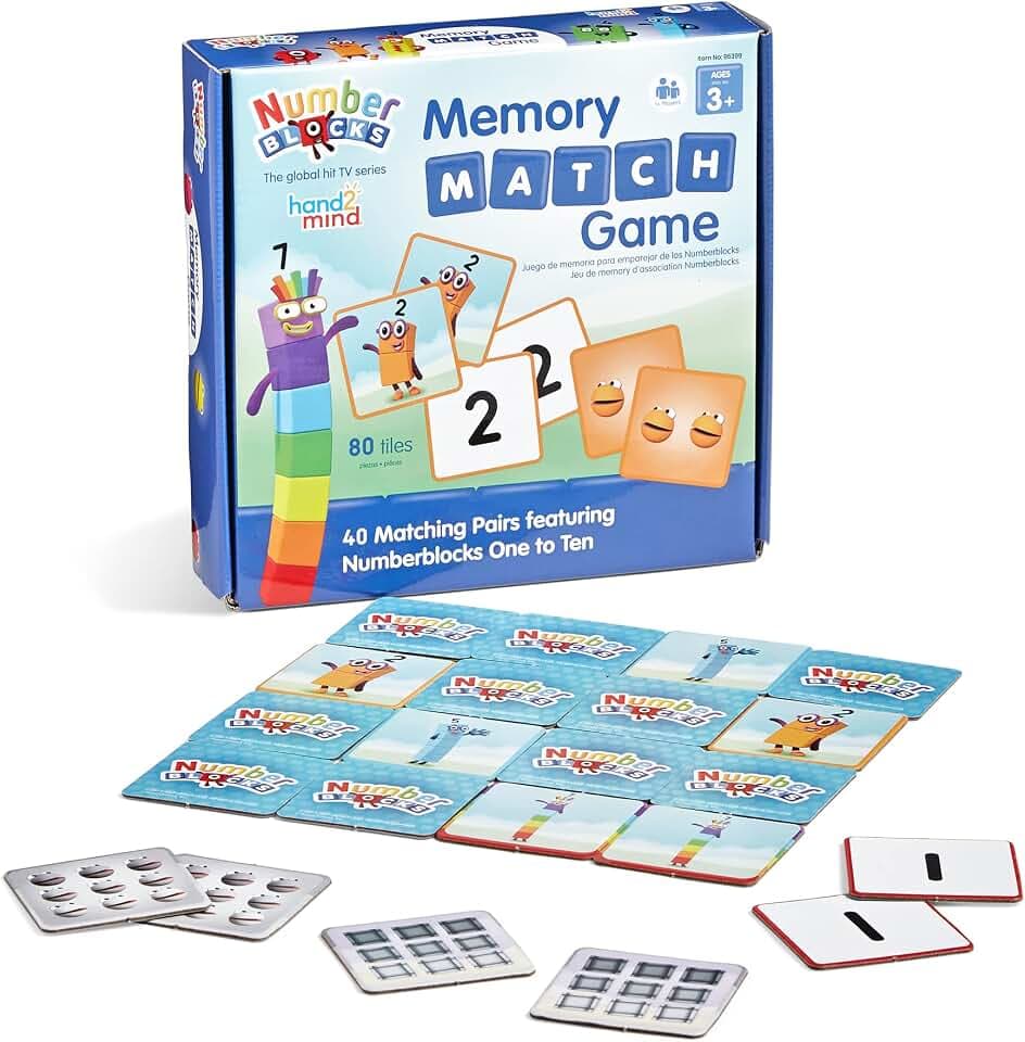 hand2mind Numberblocks Memory Match Game, Tile Game, 80 Tiles, Ages 3+