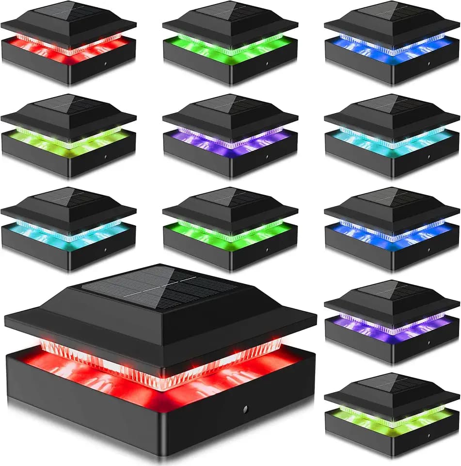 Solar Post Cap Lights for 4x4 Wood/Vinyl Posts, 12 Pack