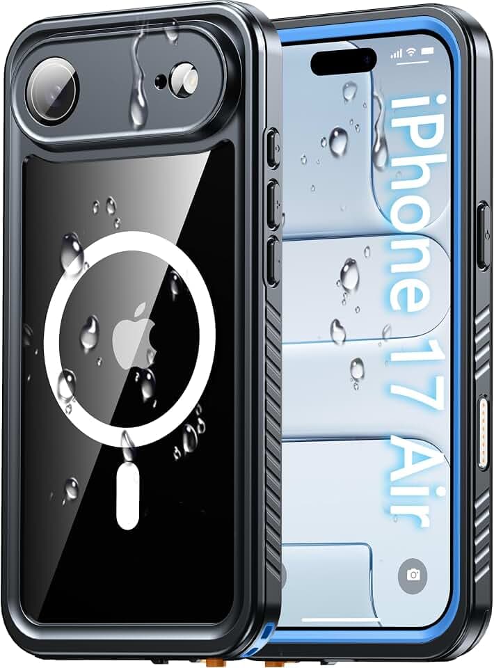Oterkin Waterproof Case for iPhone Air Case Compatible with MagSafe, Full Body Rugged iPhone 17 Air Phone Case with Built-in HD Screen & Lens Protector [15FT Military] iPhone 17Air Case (Blue)