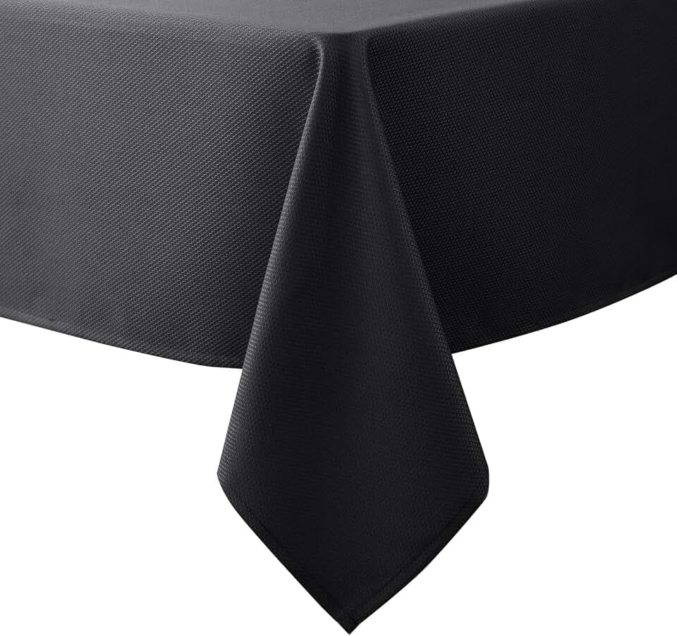 Textured Black Tablecloth Rectangle-Fabric Spillproof Table Cloths 60x108"