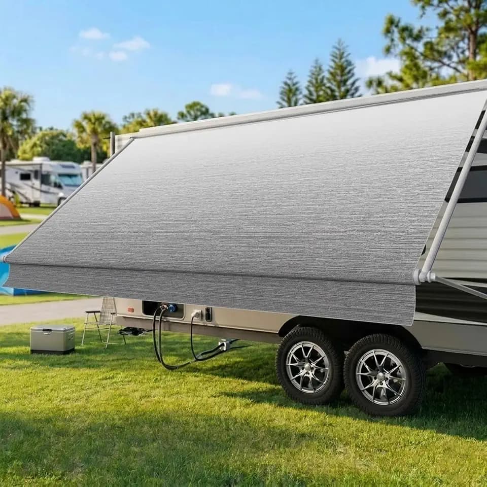 RV Awning Replacement Fabric, 19' (18'2" Canopy), 19.5 oz, Fade Gray