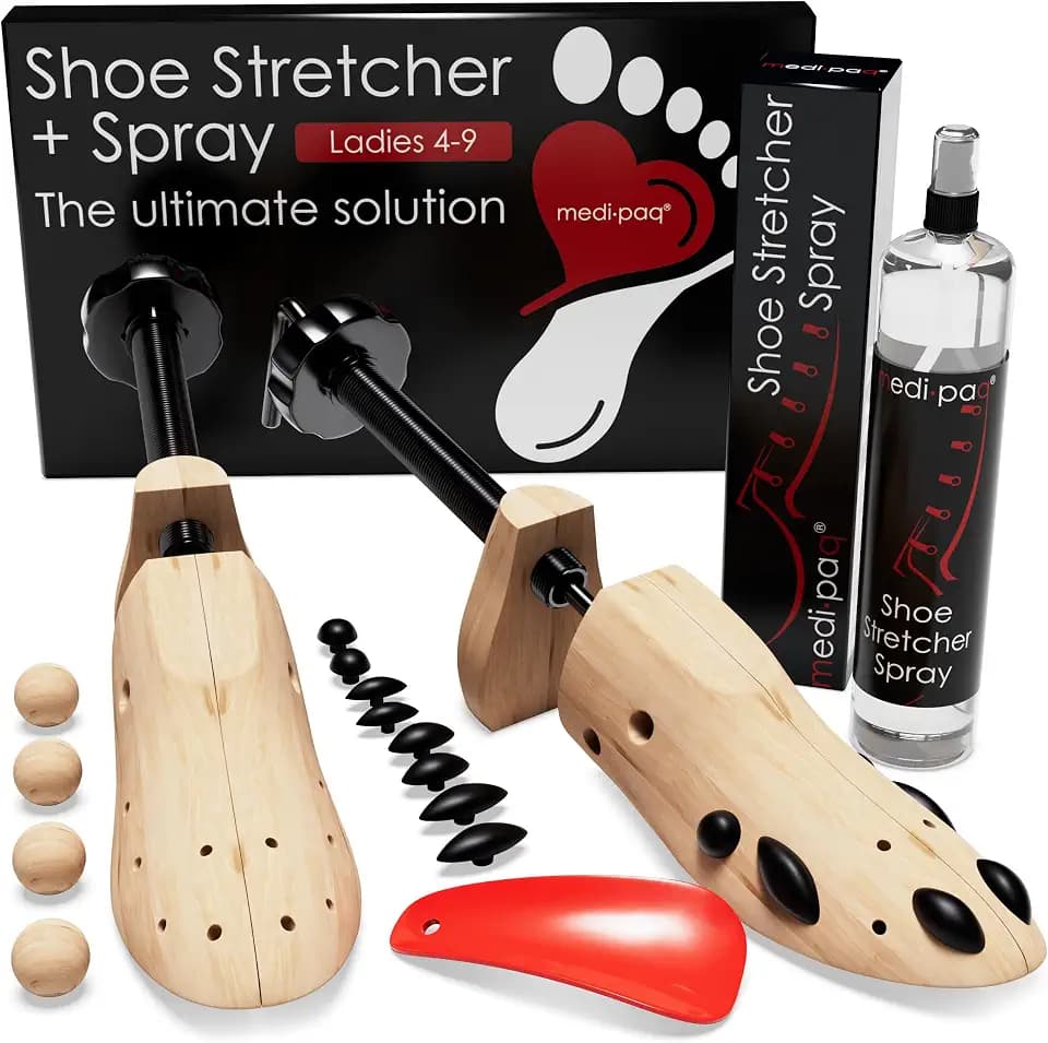 Medipaq Adjustable Shoe Stretchers with Spray - Men and Women US Sizes 4-9