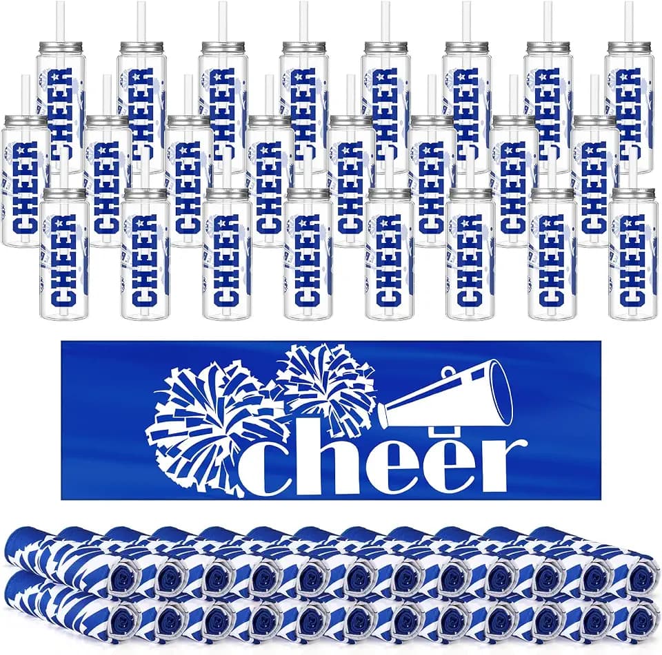 48 Pcs Cheerleader Gift Bulk for Team Cheer Cups Towels, Blue