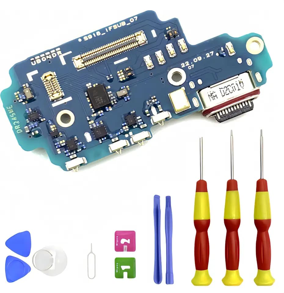 Galaxy S23 Ultra USB Charging Port Flex Cable Replacement for Samsung S23 Ultra Charger Port Flex Cable Repair Part Type C Charger Dock Board Flex Cable Connector with Tools SM-S918U S918U1