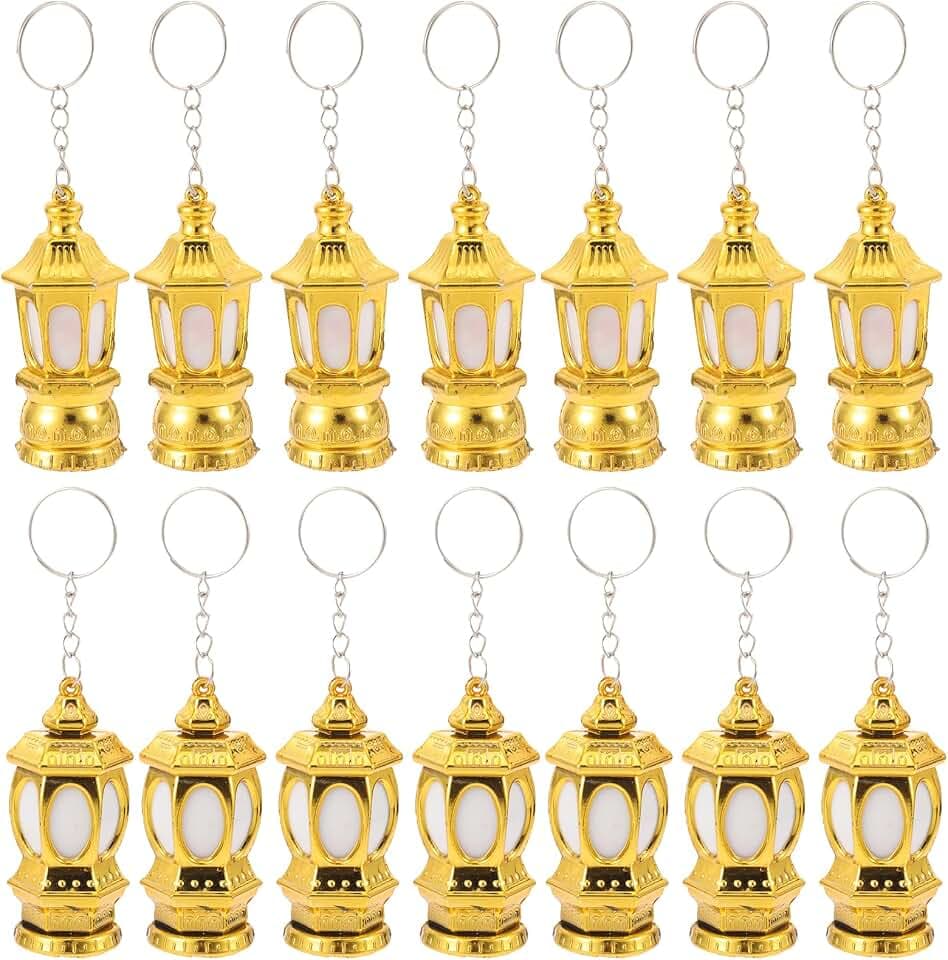 Beaupretty 20PCS Ramadan Mini Keychain Flashlight Mini Lantern Keychains Ramadan Lantern Purse Light Handbag Keyring Pocket Islam Eid Gift (Random Color)