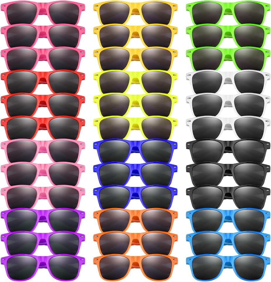 36 Stück Kinder Sonnenbrillen Neon Jungen Mädchen Kinder Party Favor Taschenfüller Strand Pool Geburtstagsfeier/Jungen Mädchen Geburtstagsparty Zubehör (12 Farben)